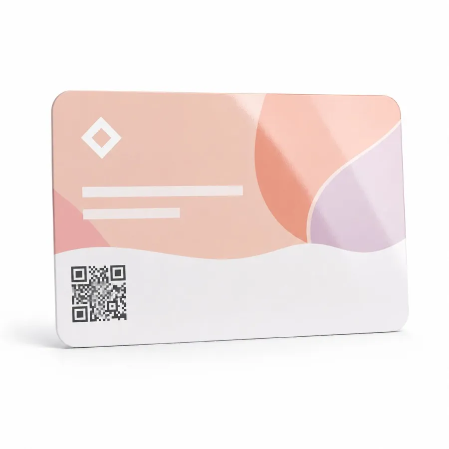Carte de fidélité PVC avec QR code unique imprimé en bas à gauche