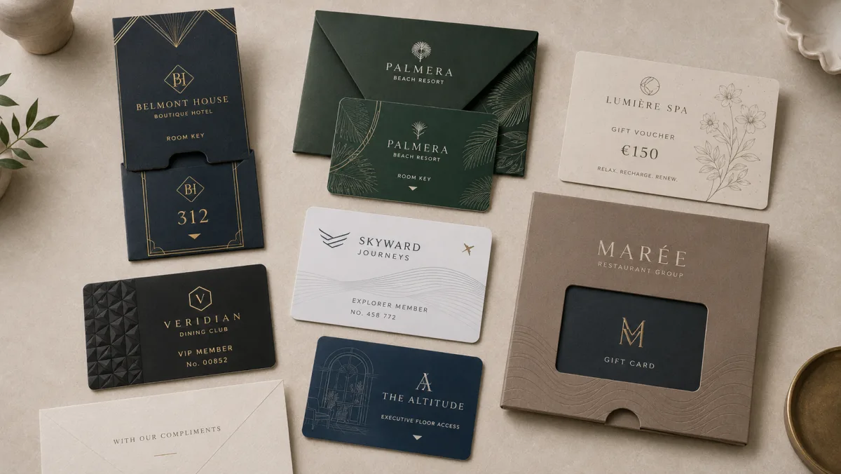 Cartes-clés d'hôtel, cartes de membre et cartes cadeaux en PVC au graphisme haut de gamme