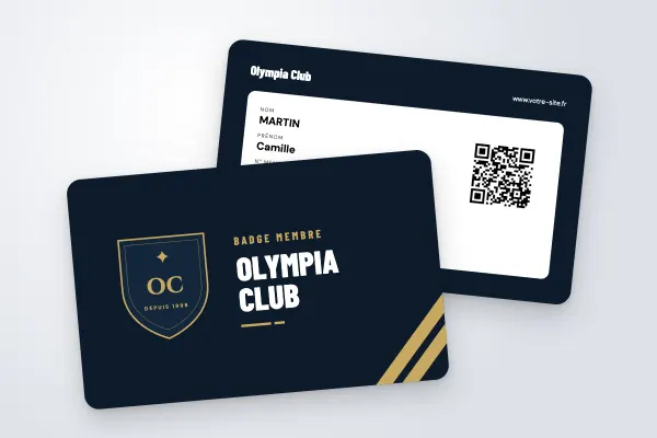 Design « Olympia Club » pour badge à commander en ligne (clubs de sport et associations, écusson de club, nuit et or)