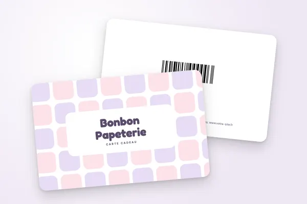 Design « Bonbon Papeterie » pour carte cadeau à commander en ligne (boutiques et commerces, mosaïque pastel)