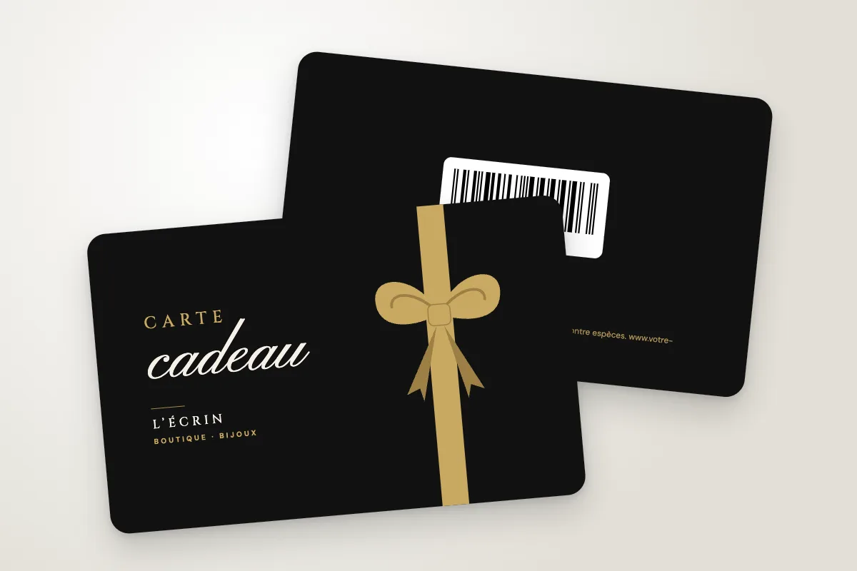 Carte cadeau papier pelliculée L’Écrin, ruban doré