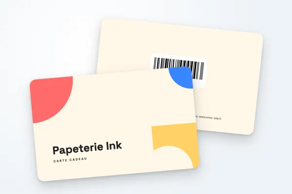 Design « Papeterie Ink » pour carte cadeau à commander en ligne (boutiques et commerces, formes géométriques, trois couleurs)