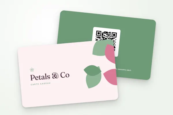 Design « Petals & Co » pour carte cadeau à commander en ligne (boutiques et commerces, grand feuillage, fleuriste)