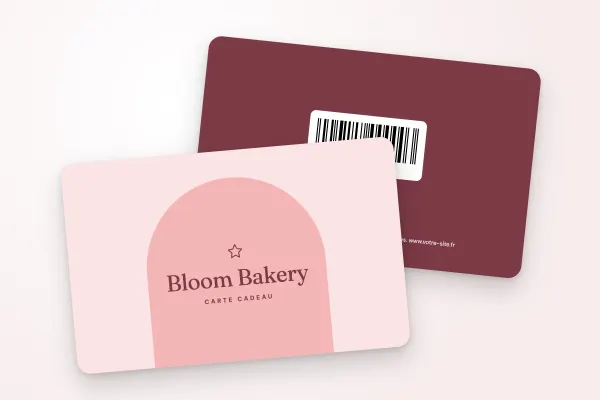 Design « Bloom Bakery » pour carte cadeau à commander en ligne (restaurants et cafés, arche, rose poudré)
