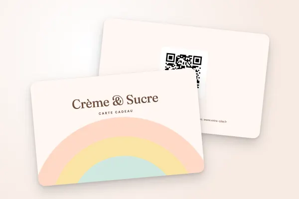 Design « Crème & Sucre » pour carte cadeau à commander en ligne (restaurants et cafés, arcs pastel, pâtisserie)