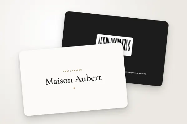 Design « Maison Aubert » pour carte cadeau à commander en ligne (restaurants et cafés, épuré, serif et or)