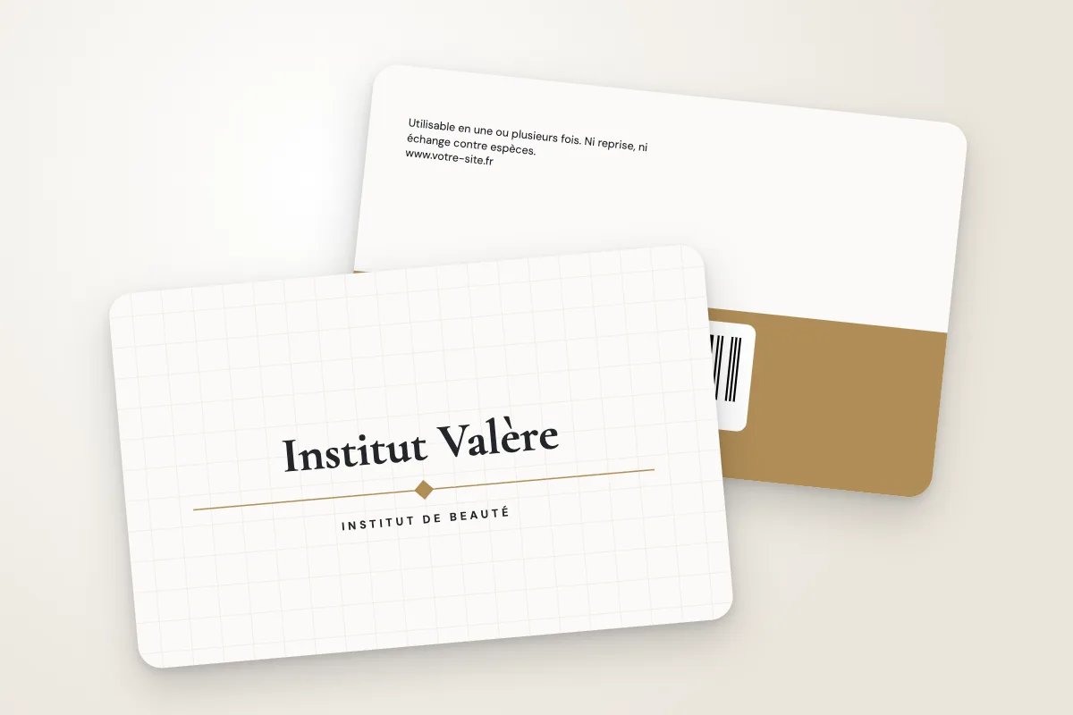 Carte cadeau papier pelliculée mat Institut Valère