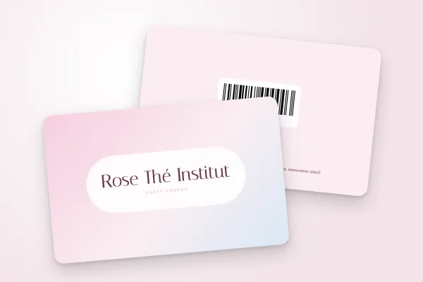 Design « Rose Thé Institut » pour carte cadeau à commander en ligne (salons, instituts et spas, dégradé pastel, pilule blanche)
