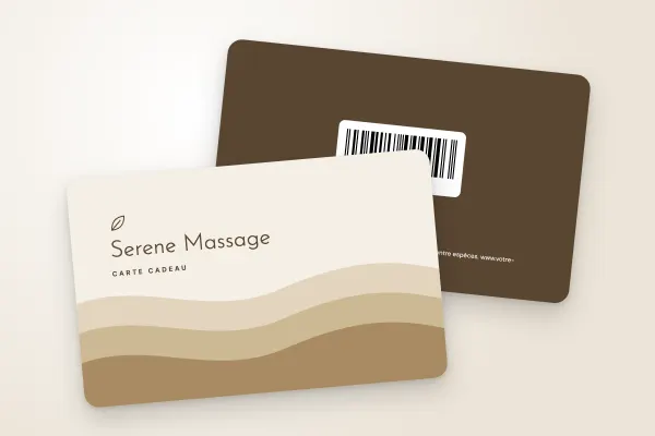 Design « Serene Massage » pour carte cadeau à commander en ligne (salons, instituts et spas, vagues, tons sable)