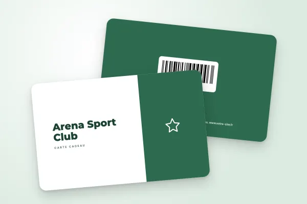 Design « Arena Sport Club » pour carte cadeau à commander en ligne (sport et bien-être, deux tons, vert et blanc)