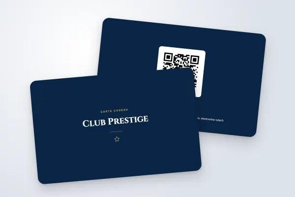 Design « Club Prestige » pour carte cadeau à commander en ligne (sport et bien-être, classique, marine et or)