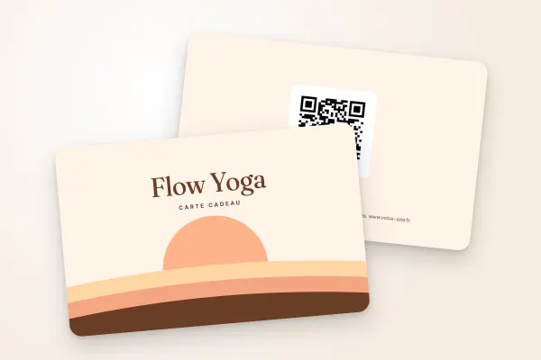 Design « Flow Yoga » pour carte cadeau à commander en ligne (sport et bien-être, lever de soleil, pastel)