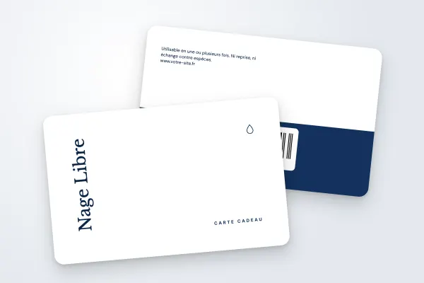 Design « Nage Libre » pour carte cadeau à commander en ligne (sport et bien-être, nom vertical, minimaliste)
