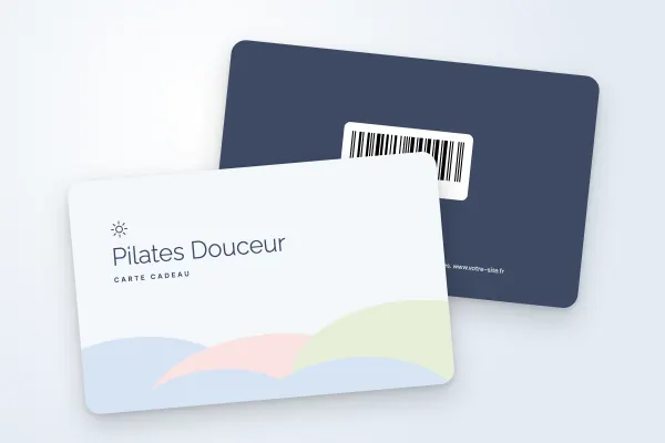 Design « Pilates Douceur » pour carte cadeau à commander en ligne (sport et bien-être, nuages pastel)