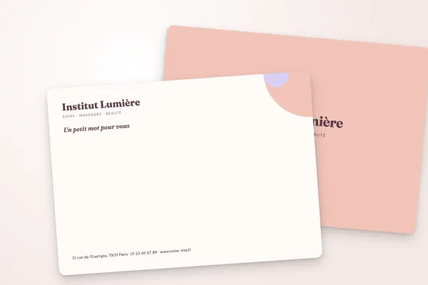 Design « Institut Lumière » pour carte commerciale à commander en ligne (beauté et bien-être, coin pastel arrondi · a6 (10 × 15 cm))