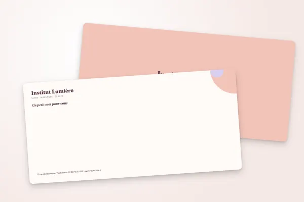 Design « Institut Lumière » pour carte commerciale à commander en ligne (beauté et bien-être, coin pastel arrondi · dl (10 × 21 cm))