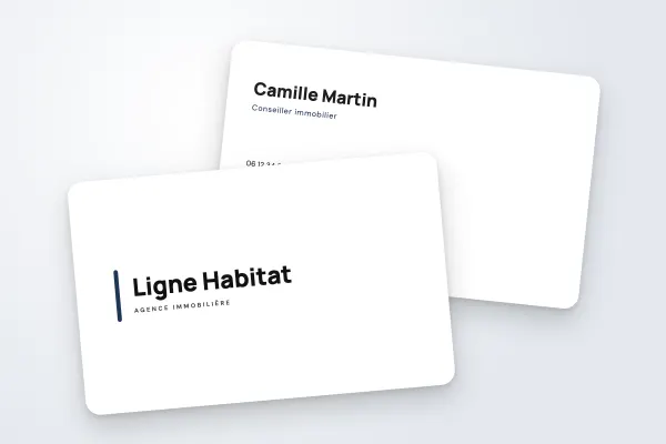 Design « Ligne Habitat » pour carte de visite à commander en ligne (immobilier, barre d’accent, moderne)