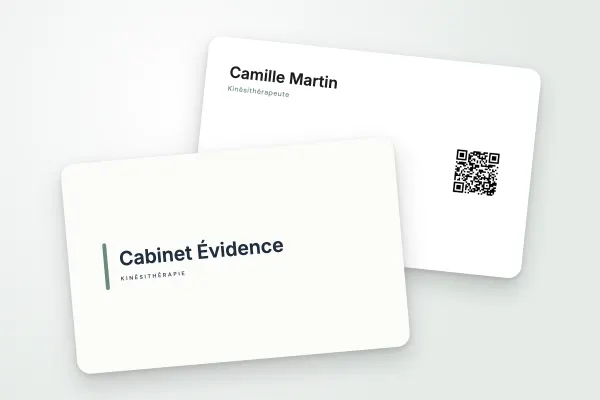 Design « Cabinet Évidence » pour carte de visite à commander en ligne (santé et bien-être, barre d’accent, vert sauge)