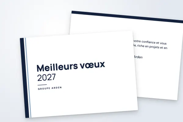 Design « Groupe Arden » pour carte de vœux à commander en ligne (corporate, barre latérale, bleu marine · a6 (10 × 15 cm))