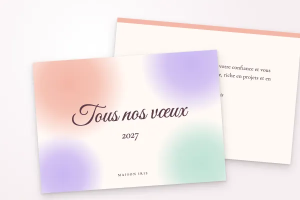 Design « Maison Iris » pour carte de vœux à commander en ligne (élégant et doré, aquarelle pastel, écriture manuscrite · a6 (10 × 15 cm))