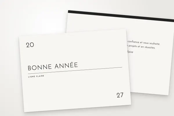 Design « Ligne Claire » pour carte de vœux à commander en ligne (minimaliste, filet fin et année aux angles · a6 (10 × 15 cm))