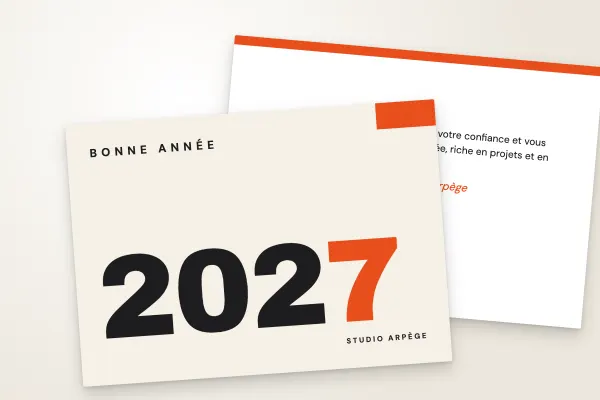 Design « Studio Arpège » pour carte de vœux à commander en ligne (moderne et typographique, grand 2027 typographique · a6 (10 × 15 cm))