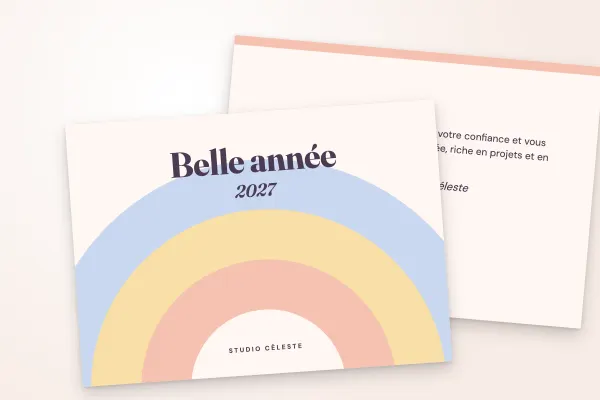 Design « Studio Céleste » pour carte de vœux à commander en ligne (pastel, arcs pastel, lever de soleil · a6 (10 × 15 cm))