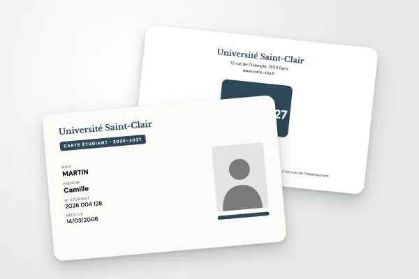 Design « Université Saint-Clair » pour carte étudiant à commander en ligne (universités, sobre, ardoise)