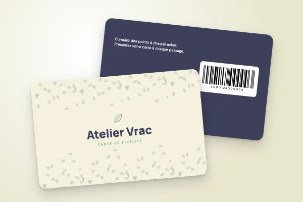 Design « Atelier Vrac » pour carte de fidélité à commander en ligne (boutiques et commerces, motif de feuilles, épicerie)