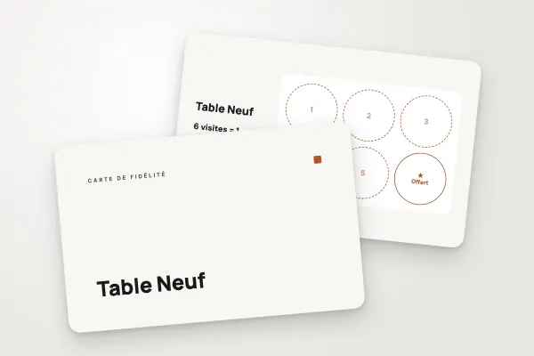 Design « Table Neuf » pour carte de fidélité à commander en ligne (cafés et restaurants, sobre, terracotta)