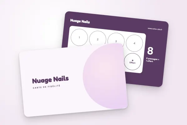 Design « Nuage Nails » pour carte de fidélité à commander en ligne (beauté et coiffure, disque pastel, lilas)