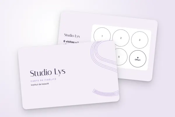 Design « Studio Lys » pour carte de fidélité à commander en ligne (beauté et coiffure, monogramme, lilas)