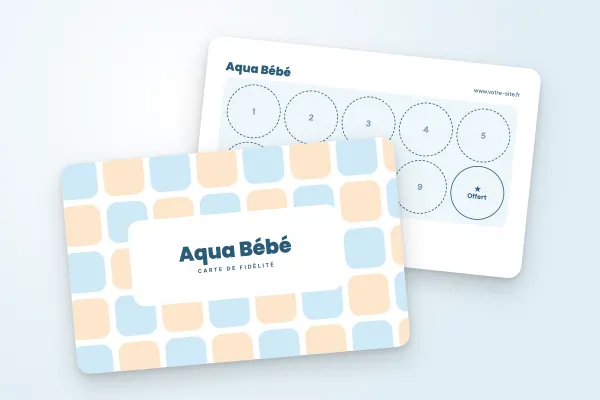 Design « Aqua Bébé » pour carte de fidélité à commander en ligne (sport et loisirs, mosaïque pastel, bleu et pêche)