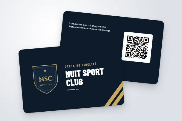 Design « Nuit Sport Club » pour carte de fidélité à commander en ligne (sport et loisirs, écusson de club « carte de fidélité », nuit et or)