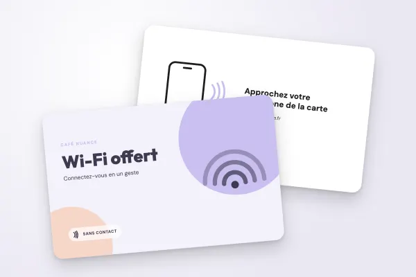 Design « Café Nuance » pour carte NFC à commander en ligne (boutiques et commerces, wi-fi, pastel)