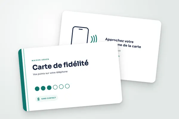 Design « Maison Arden » pour carte NFC à commander en ligne (boutiques et commerces, fidélité connectée, barre latérale)